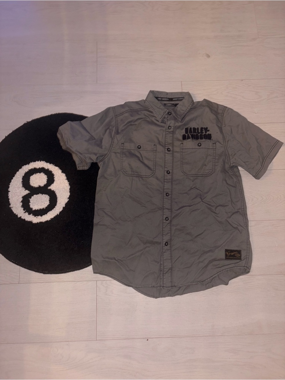 Harley-Davidson Men's Short Sleeve Button-Down Shirt in Gray